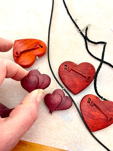 Purpleheart Exotic Wood Nested Heart Necklace