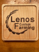 Load image into Gallery viewer, Hardwood Coaster with inlay logo in contrasting wood