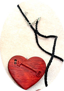 Padauk Exotic Wood Nested Heart Necklace