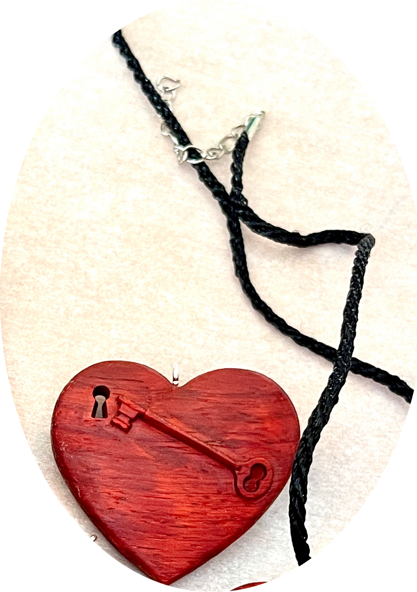 Padauk Exotic Wood Nested Heart Necklace